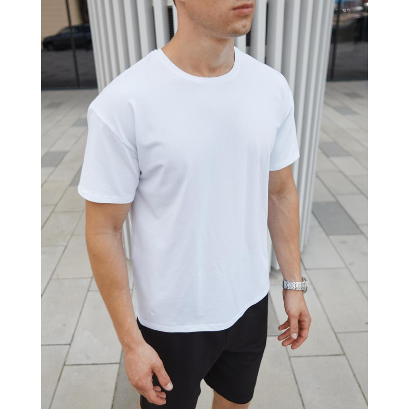 Футболка Бейсік чоловіча, білий/чорний