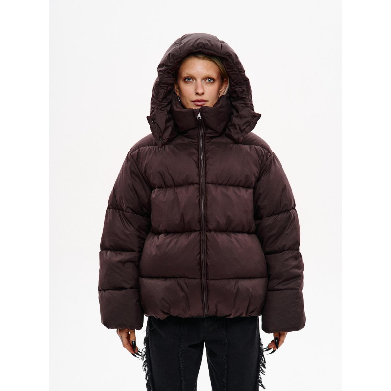 Зимовий водо-вітрозахисний пуховик оверсайз крою “хлоя“, шоколад