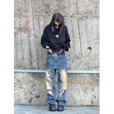 Джинси баггі з потертостями модель унісекс